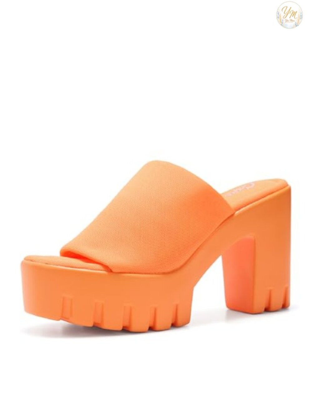 Women's Platform Sandals Chunky Block Heel 4.5 Inch Slip On Elastic Band Open